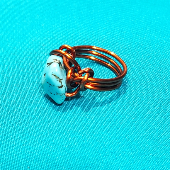 Copper wrapped turquoise rings 💍 - Picture 1 of 8